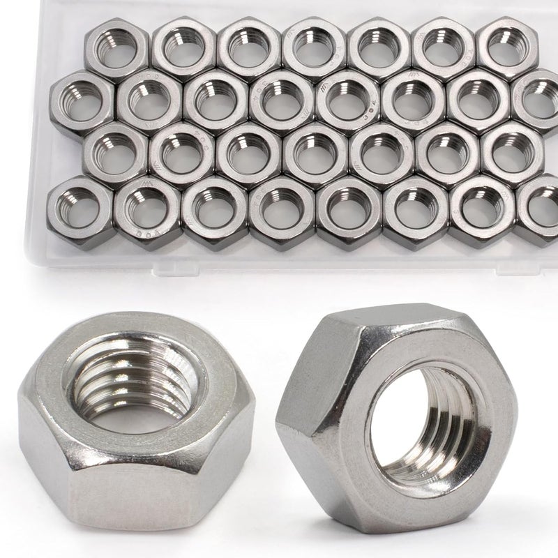 ZQZ 7/16"-14 Hex Nuts,30 Pack 304 (A2-70) Stainless Steel Hardware Nuts,Standard Inch Coarse Thread Nuts - Image 1